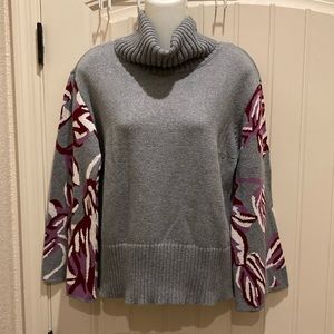 Cabi Women’s Size M Pullover Cowl Neck Boho Eden Sweater Floral Bell Sleeves